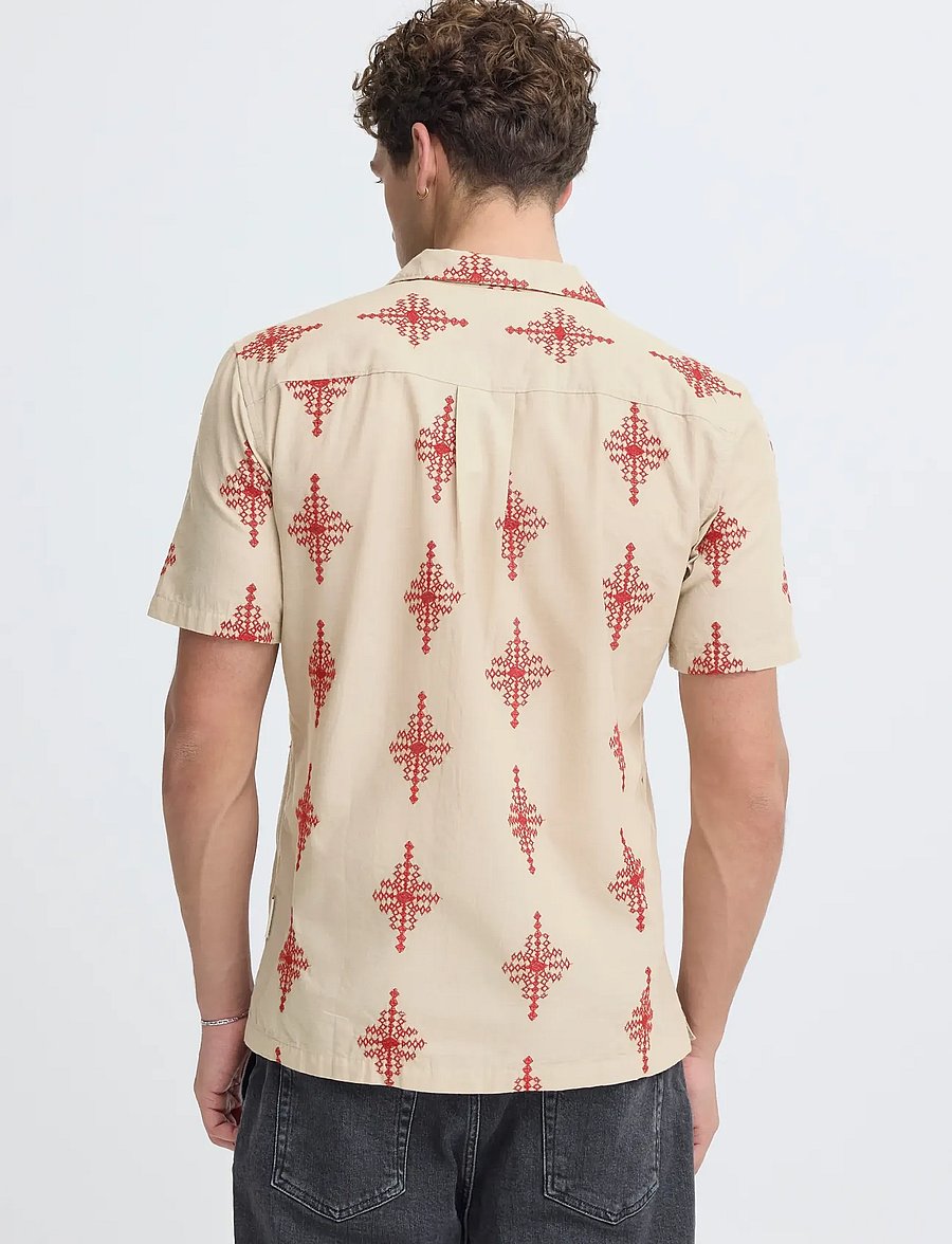Casual Friday - CFLEOPOLD SS EMBROIDERED SHIRT - kortærmede skjorter - plaza taupe melange - 3