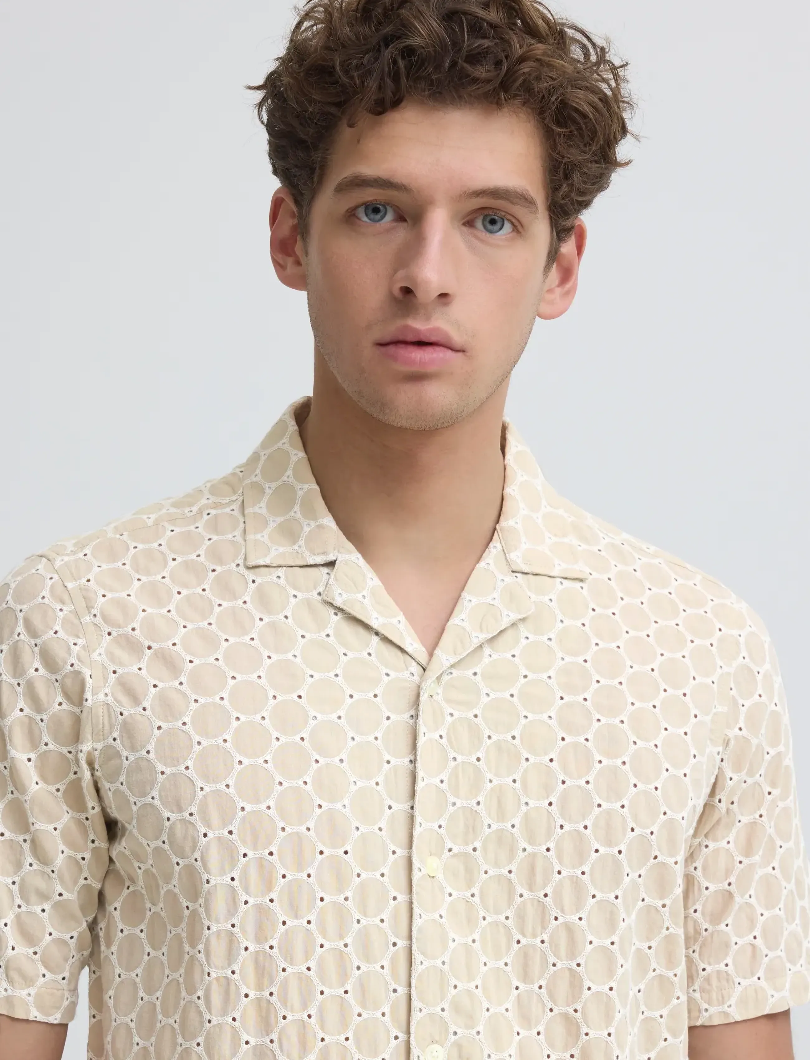 Casual Friday Cfsamwell Ss Aoe Shirt, XL, Beige, Skjorter > Kortærmede Shirts, Herre