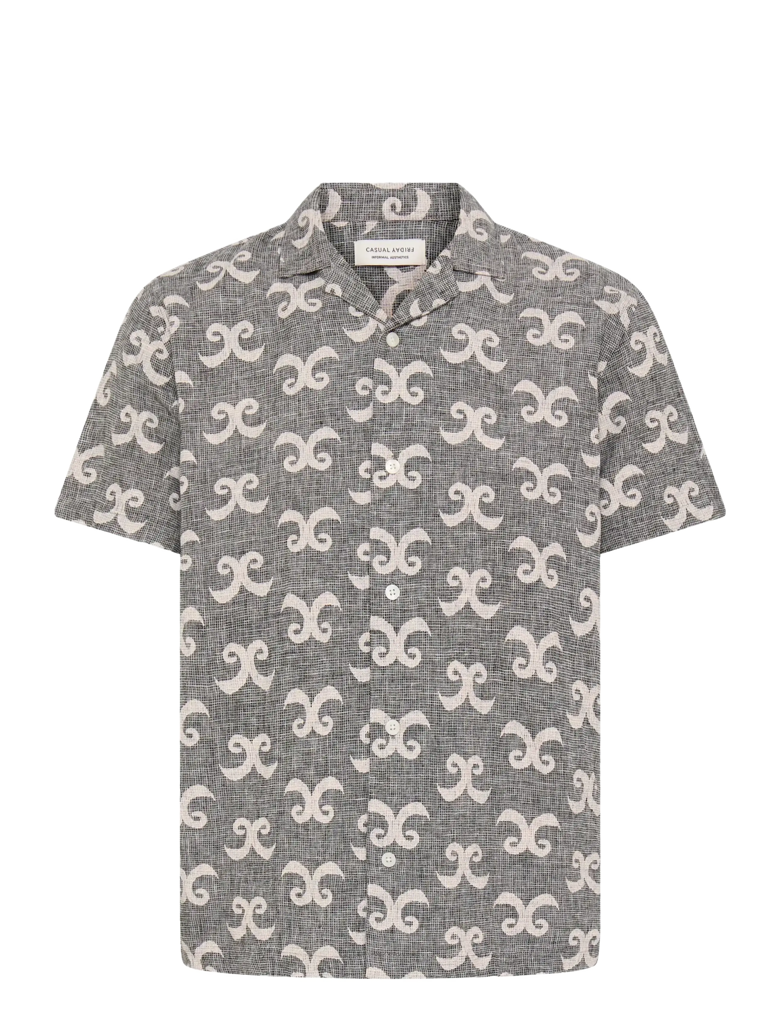 Casual Friday Cftanner Aop Checked Shirt, Mænd, Printet Camp Krave Skjorte, Grå, Str: XXL