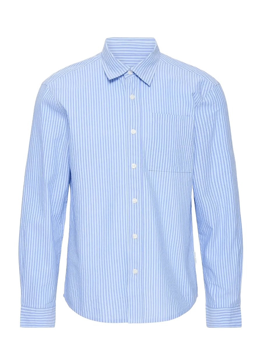 Casual Friday - CFJAEVON LS SEERSUCKER SHIRT - randiga skjortor - cerulean stripe - 1