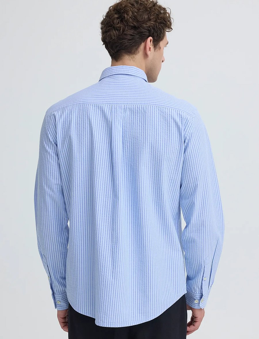 Casual Friday - CFJAEVON LS SEERSUCKER SHIRT - randiga skjortor - cerulean stripe - 4