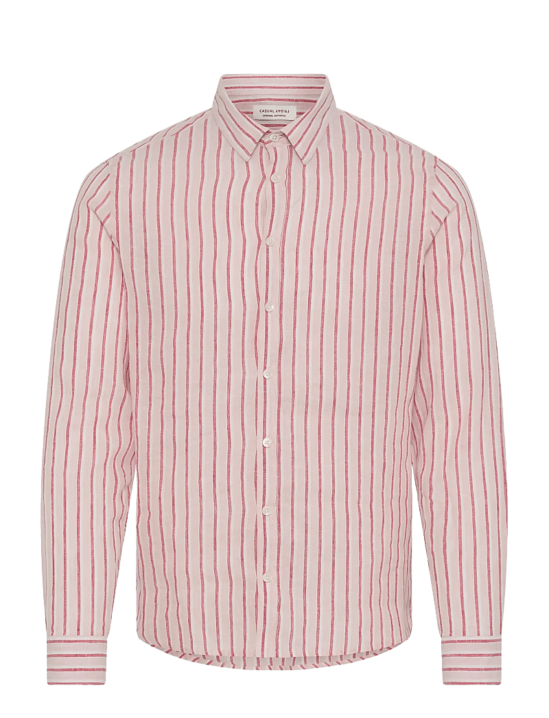 Casual Friday - CFRISSA LS STRIPED LINEN - triibulised särgid - rose smoke check - 1