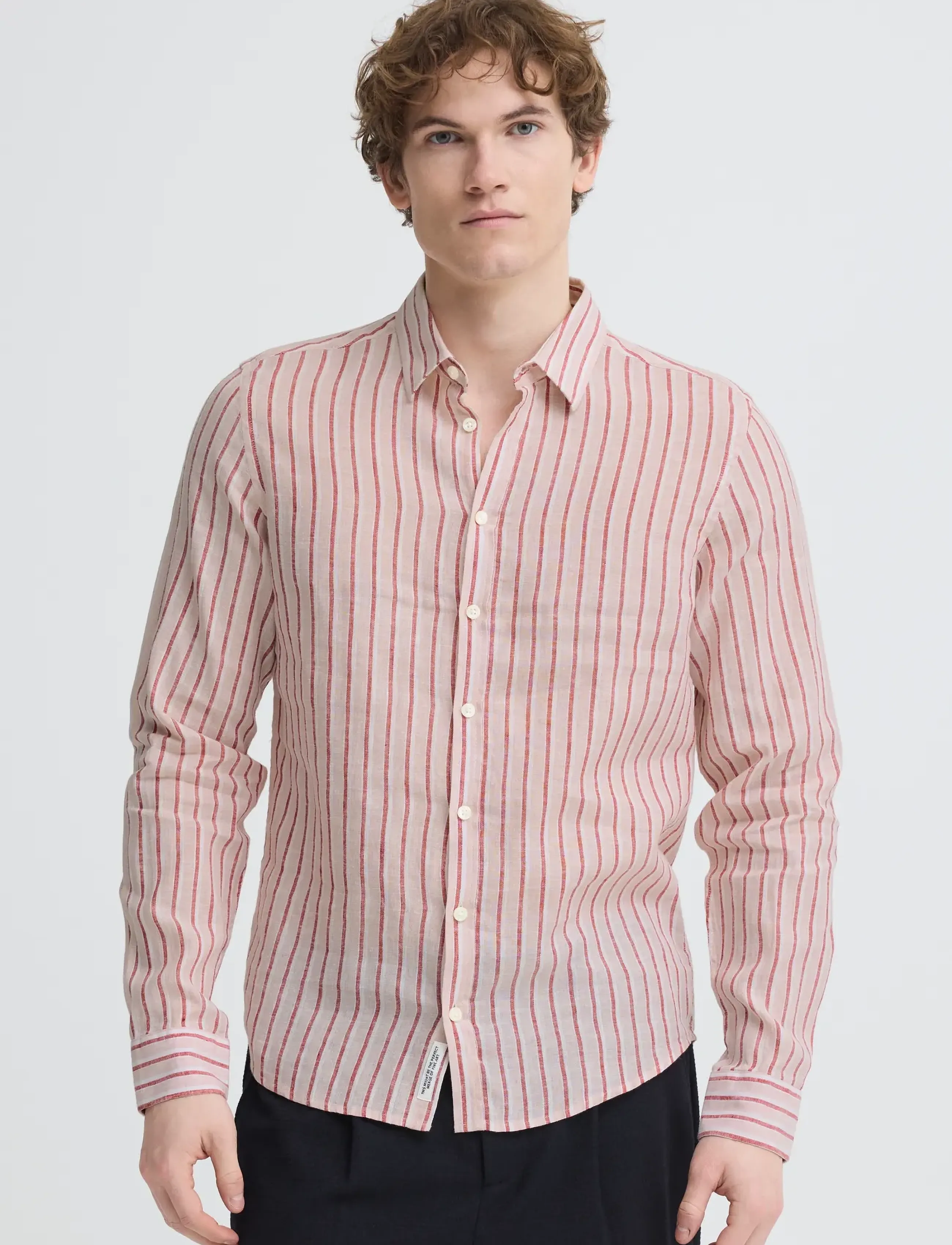 Casual Friday CFRISSA LS STRIPED LINEN - Kläder - ROSE SMOKE CHECK / multi
