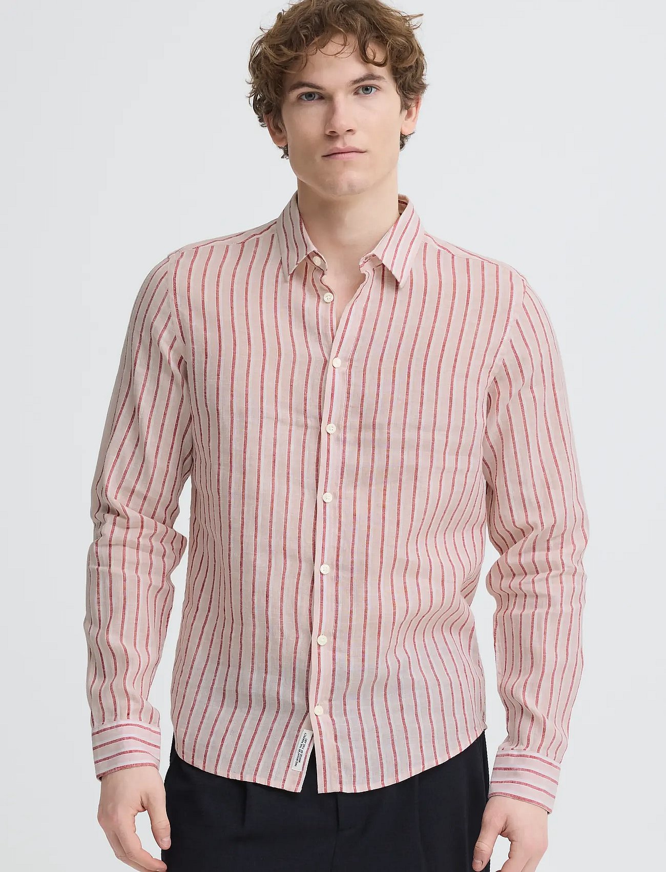 CFRISSA LS STRIPED LINEN - ROSE SMOKE CHECK