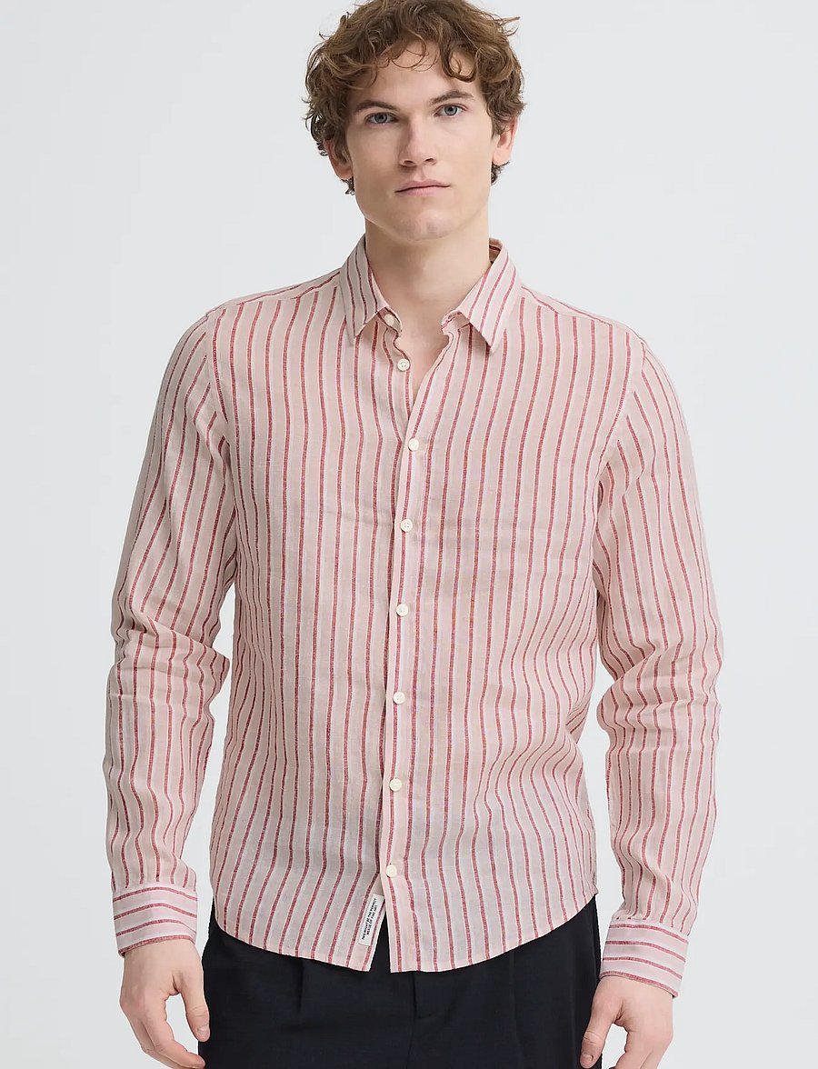 Casual Friday - CFRISSA LS STRIPED LINEN - gestreifte hemden - rose smoke check - 0