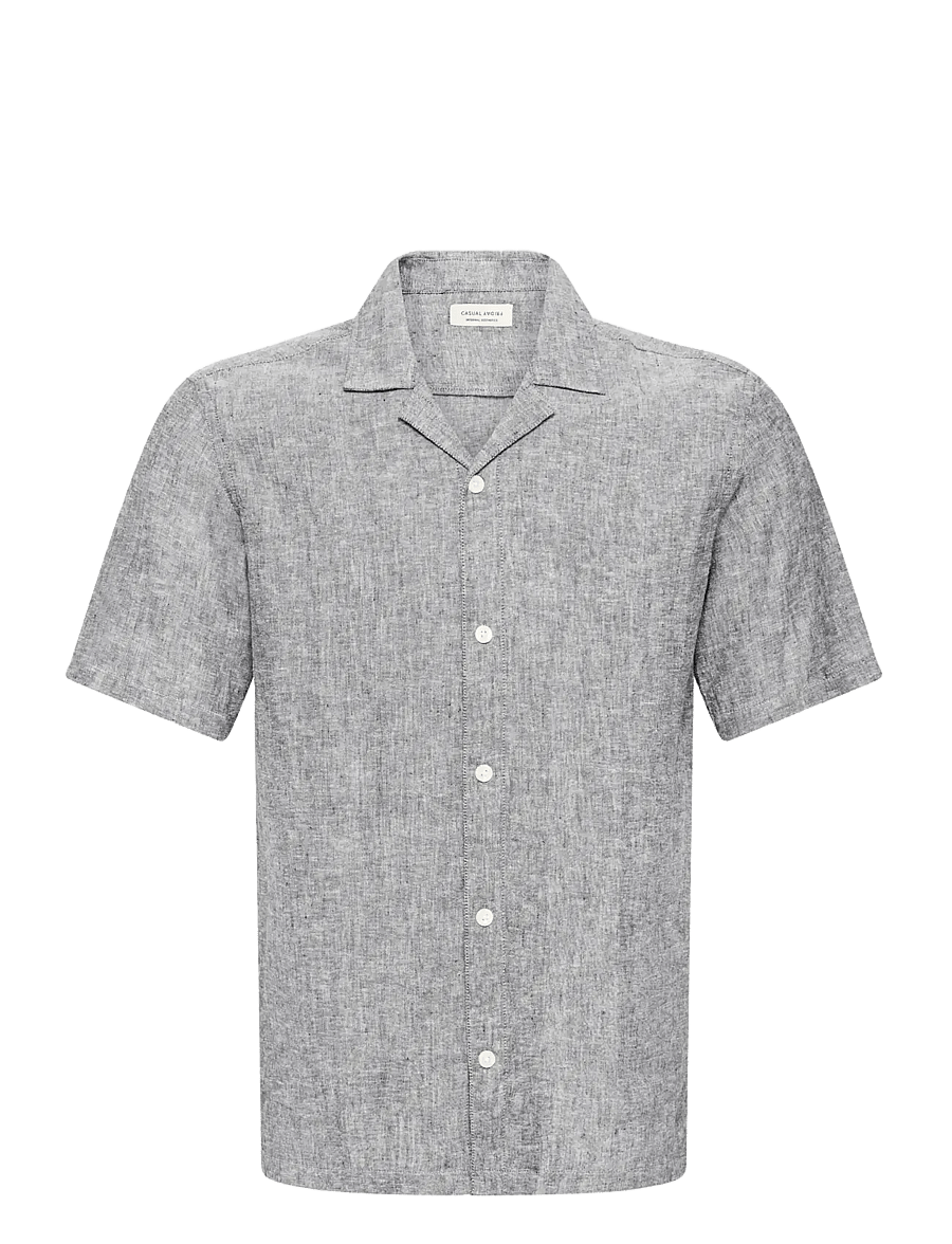 Casual Friday - CFSAUBY SS RS LINEN SHIRT - hörskyrtur - dark navy melange - 1