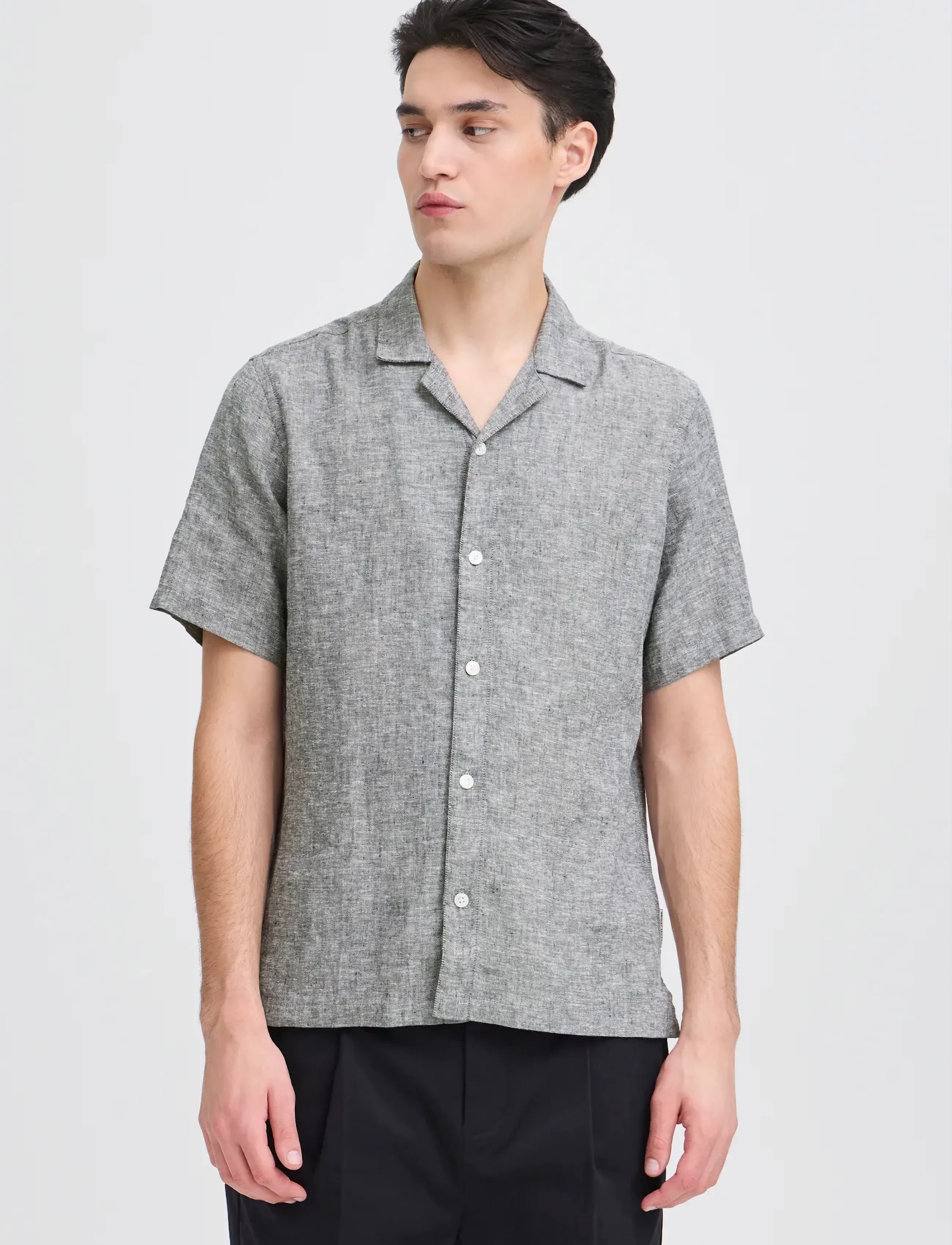 Casual Friday - CFSAUBY SS RS LINEN SHIRT - chemises de lin - dark navy melange - 3