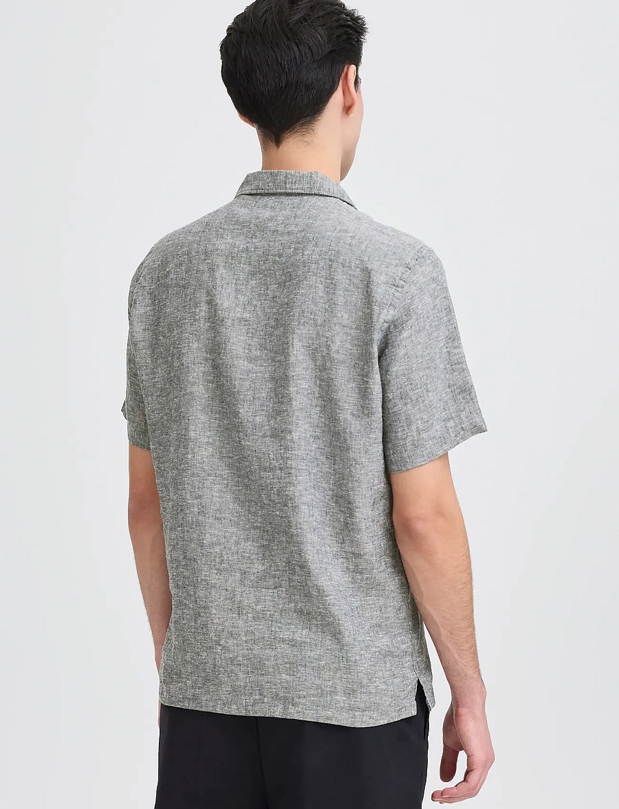Casual Friday - CFSAUBY SS RS LINEN SHIRT - hörskyrtur - dark navy melange - 4