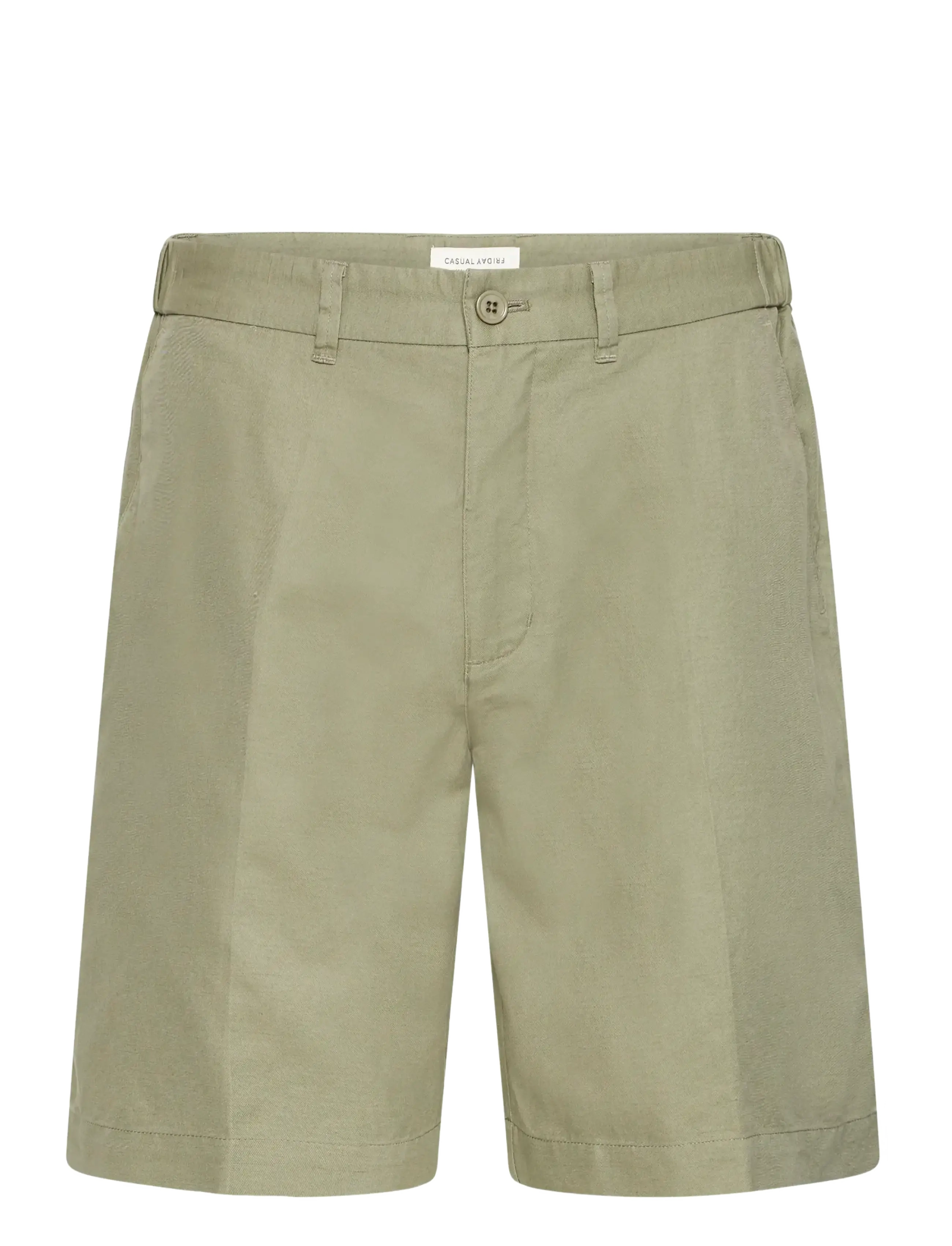 Casual Friday CFSARUP 0271 LINEN MIX SHORTS - Casual Friday - MERMAID / khaki/green