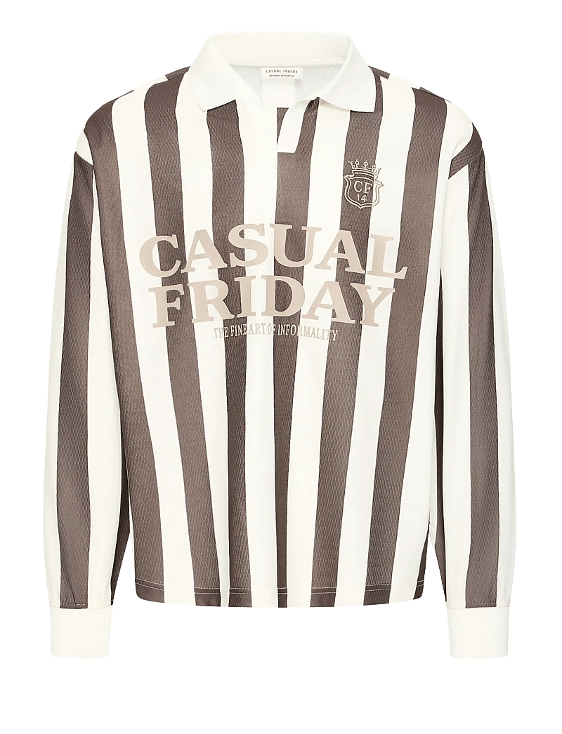 Casual Friday - CFMESINGE 0277 SWEAT - gestrickte polohemden - wren with marshmallow stripe - 0