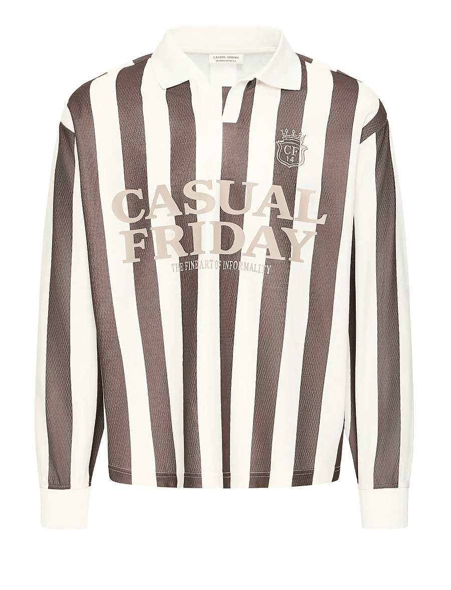 Casual Friday - CFMESINGE 0277 SWEAT - pikkade varrukatega kootud polosärgid - wren with marshmallow stripe - 0