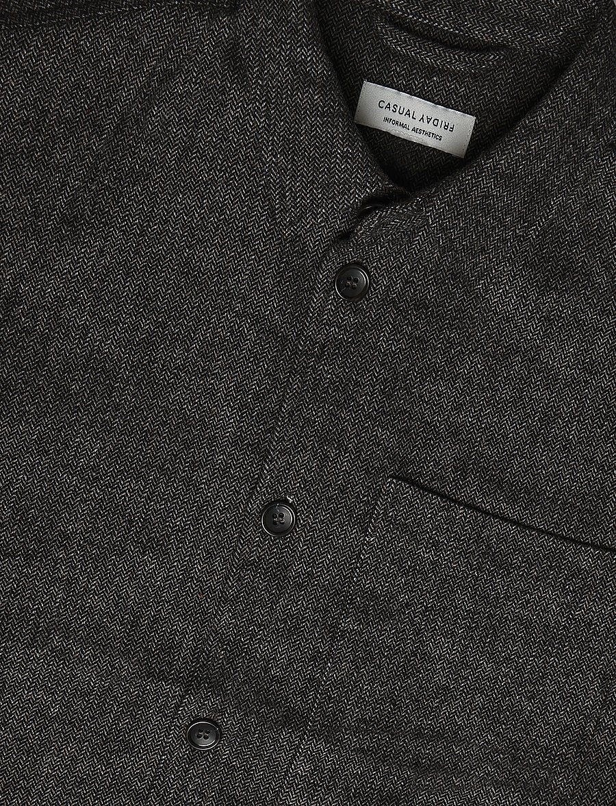 Casual Friday - CFHELDAGER OVERSHIRT - jackets - charcoal herringbone - 2