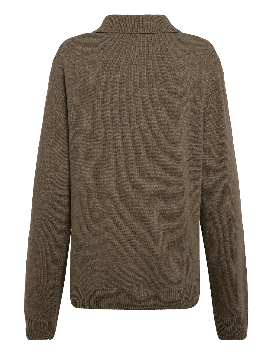 Casual Friday - CFFELIPO LAMBSWOOL POLO KNIT - långärmade stickade pikétröjor - chocolate chip melange - 1