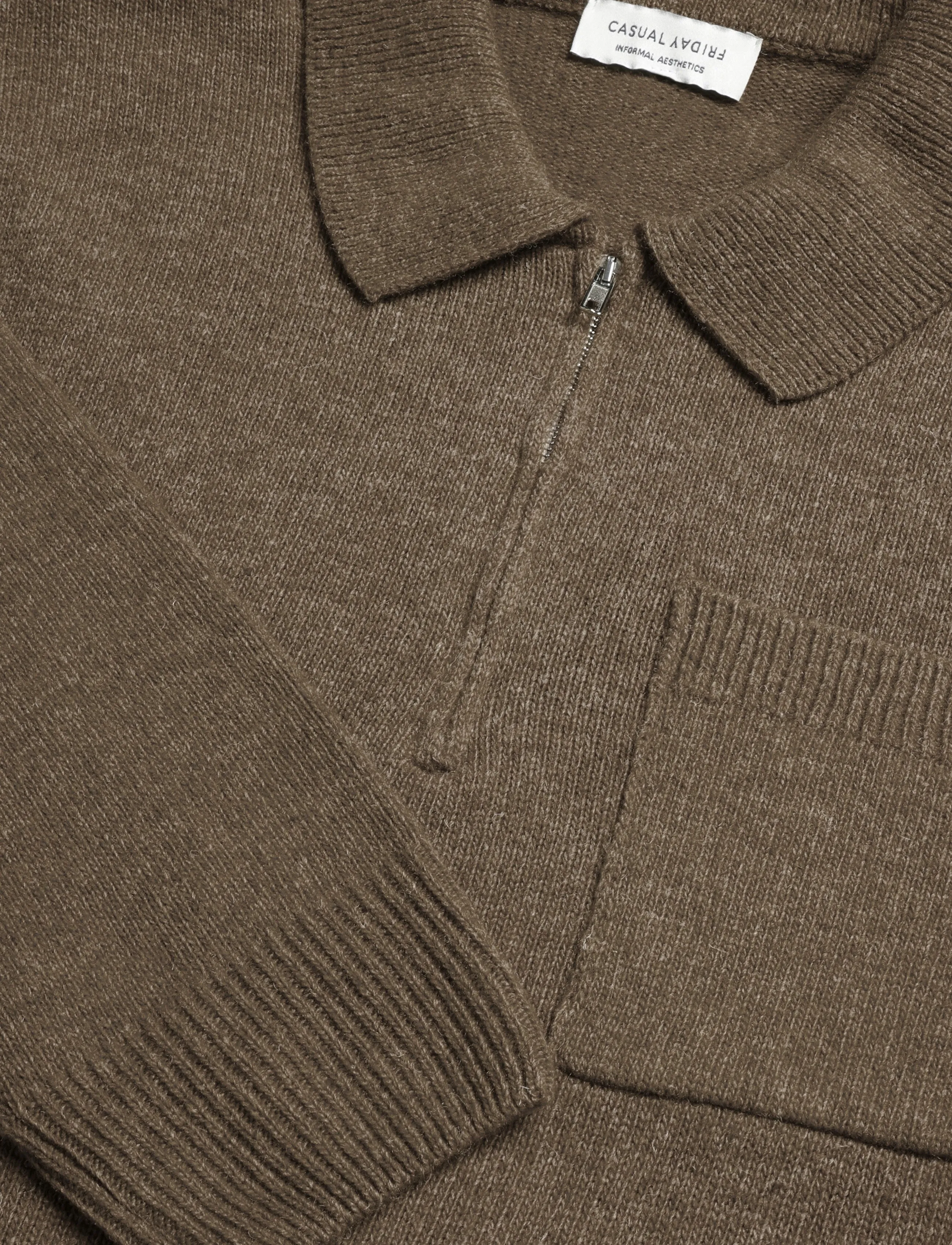 Casual Friday - CFFELIPO LAMBSWOOL POLO KNIT - långärmade stickade pikétröjor - chocolate chip melange - 2