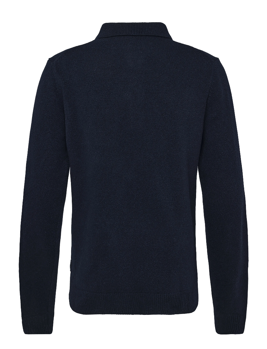 Casual Friday - CFFELIPO LAMBSWOOL POLO KNIT - långärmade stickade pikétröjor - dark navy melange - 1