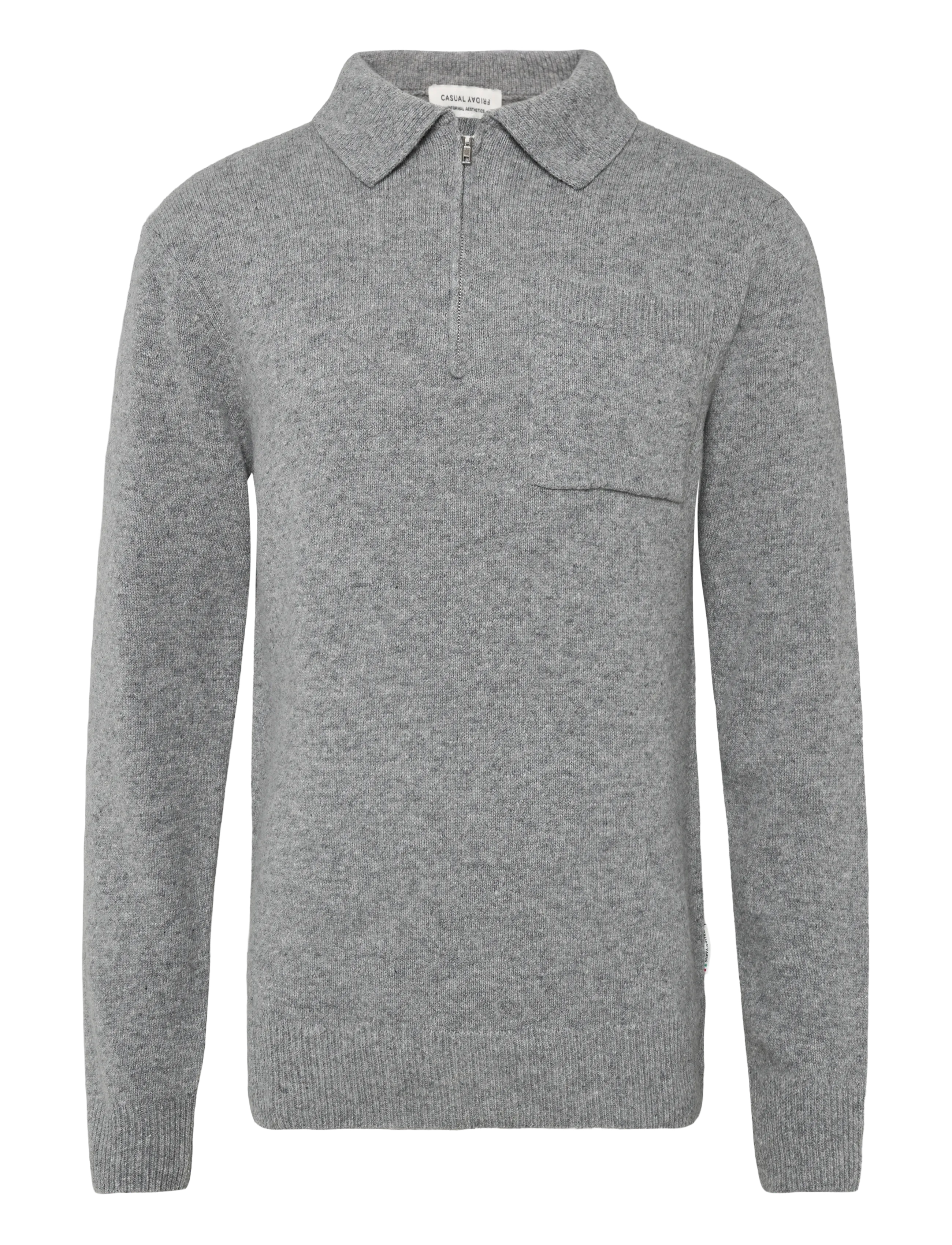 Casual Friday CFFELIPO LAMBSWOOL POLO KNIT - Neuleet - MONUMENT MELANGE / grey