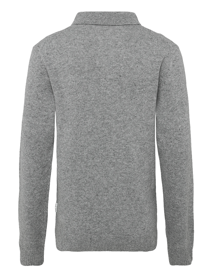 Casual Friday - CFFELIPO LAMBSWOOL POLO KNIT - långärmade stickade pikétröjor - monument melange - 1