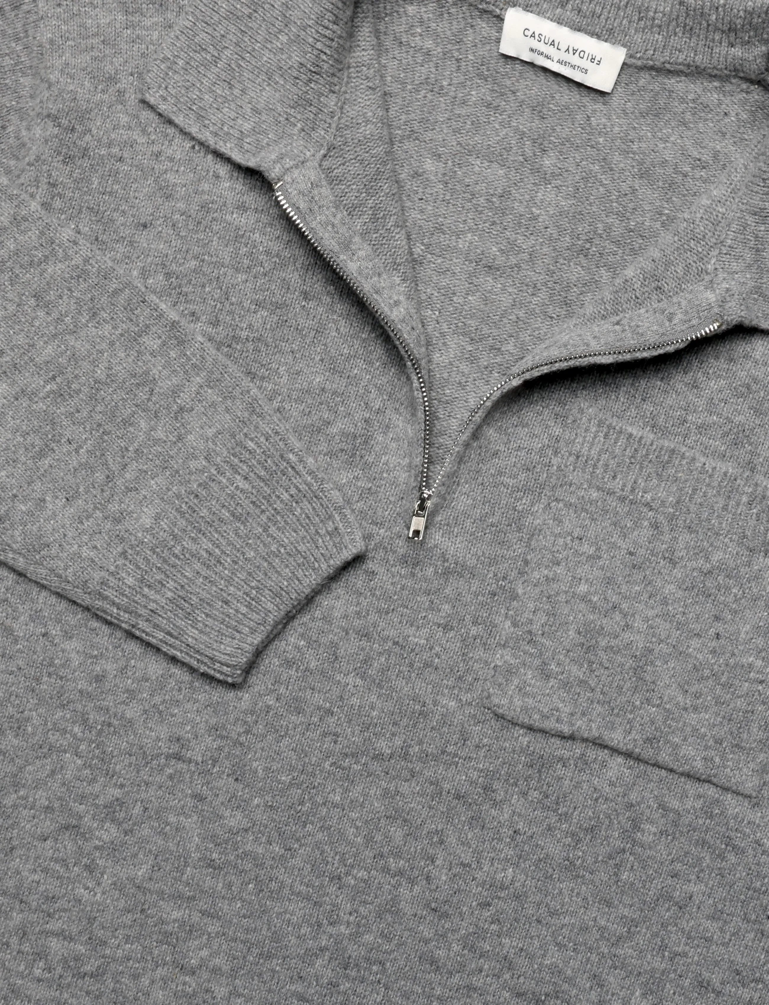 Casual Friday - CFFELIPO LAMBSWOOL POLO KNIT - långärmade stickade pikétröjor - monument melange - 2