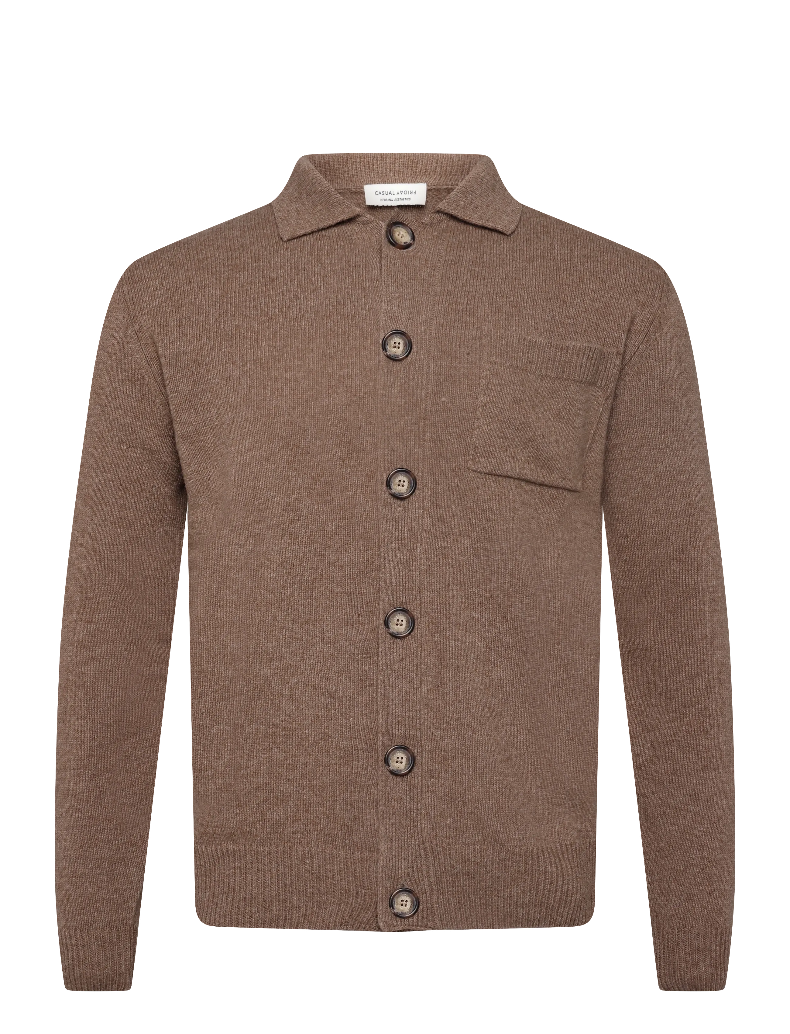 Casual Friday CFRIO LAMBSWOOL POLO CARDIGAN - Neuleet - CHOCOLATE CHIP MELANGE / brown