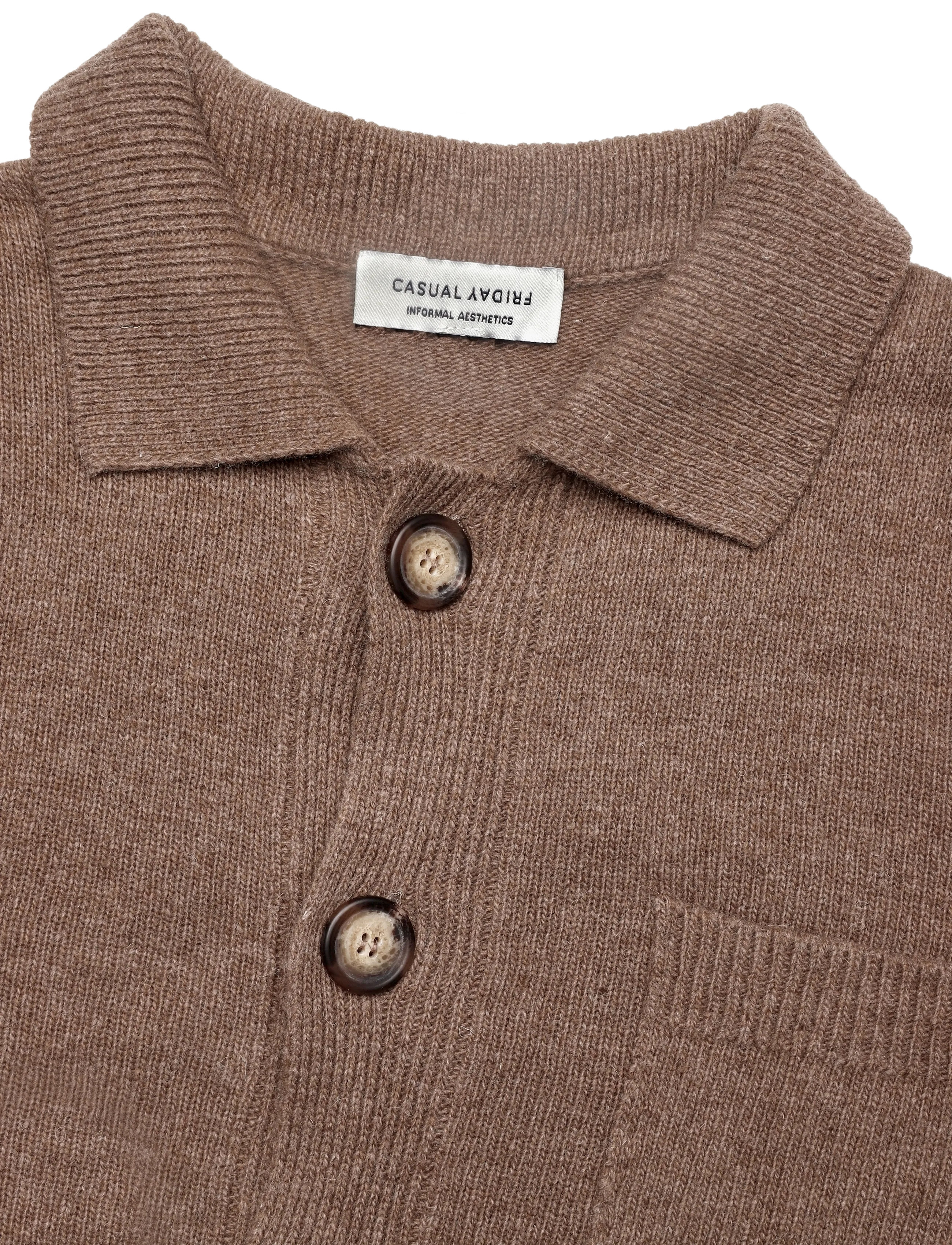 Casual Friday - CFRIO LAMBSWOOL POLO CARDIGAN - kardiganid - chocolate chip melange - 2