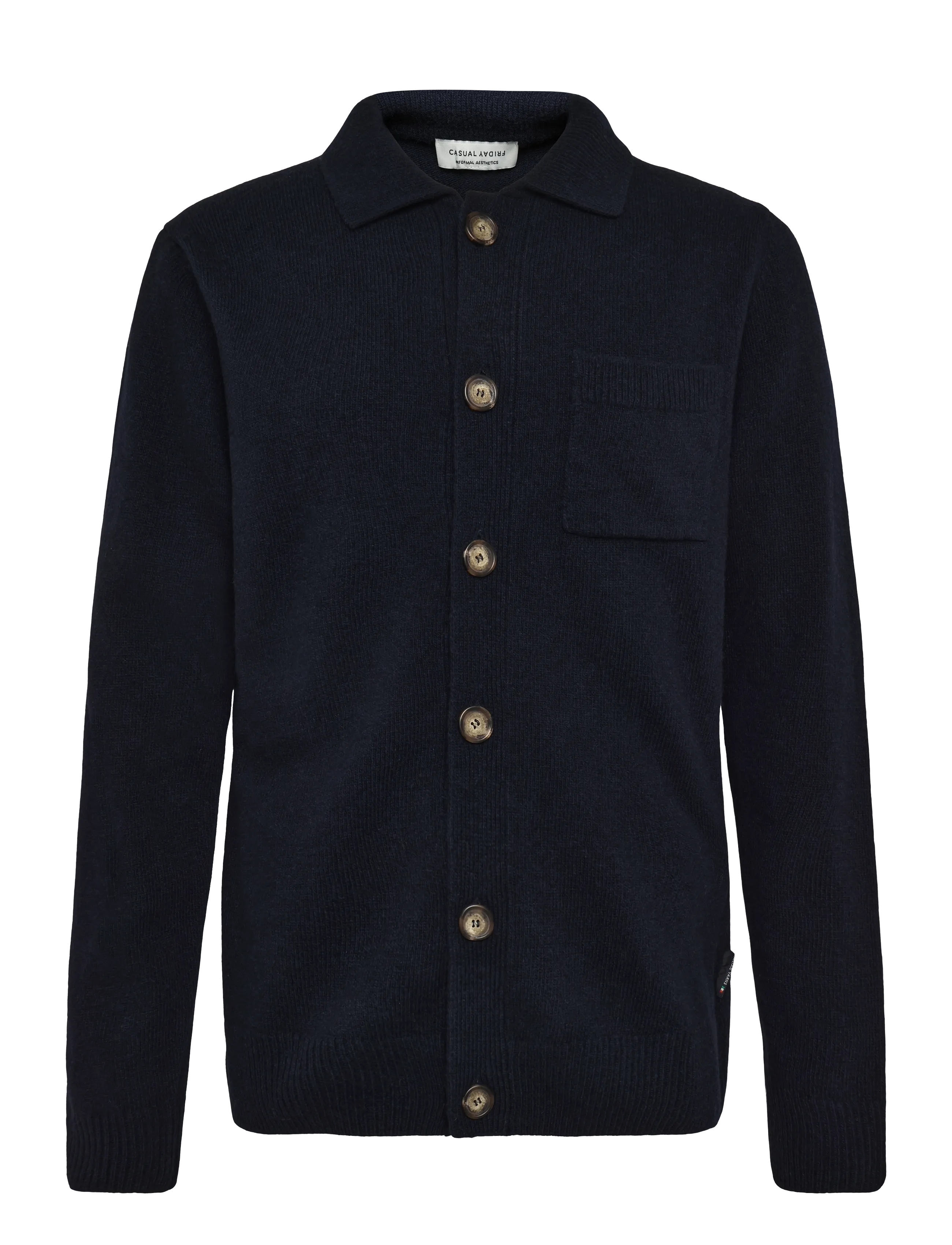 Casual Friday CFRIO LAMBSWOOL POLO CARDIGAN - Valentines - DARK NAVY MELANGE / navy
