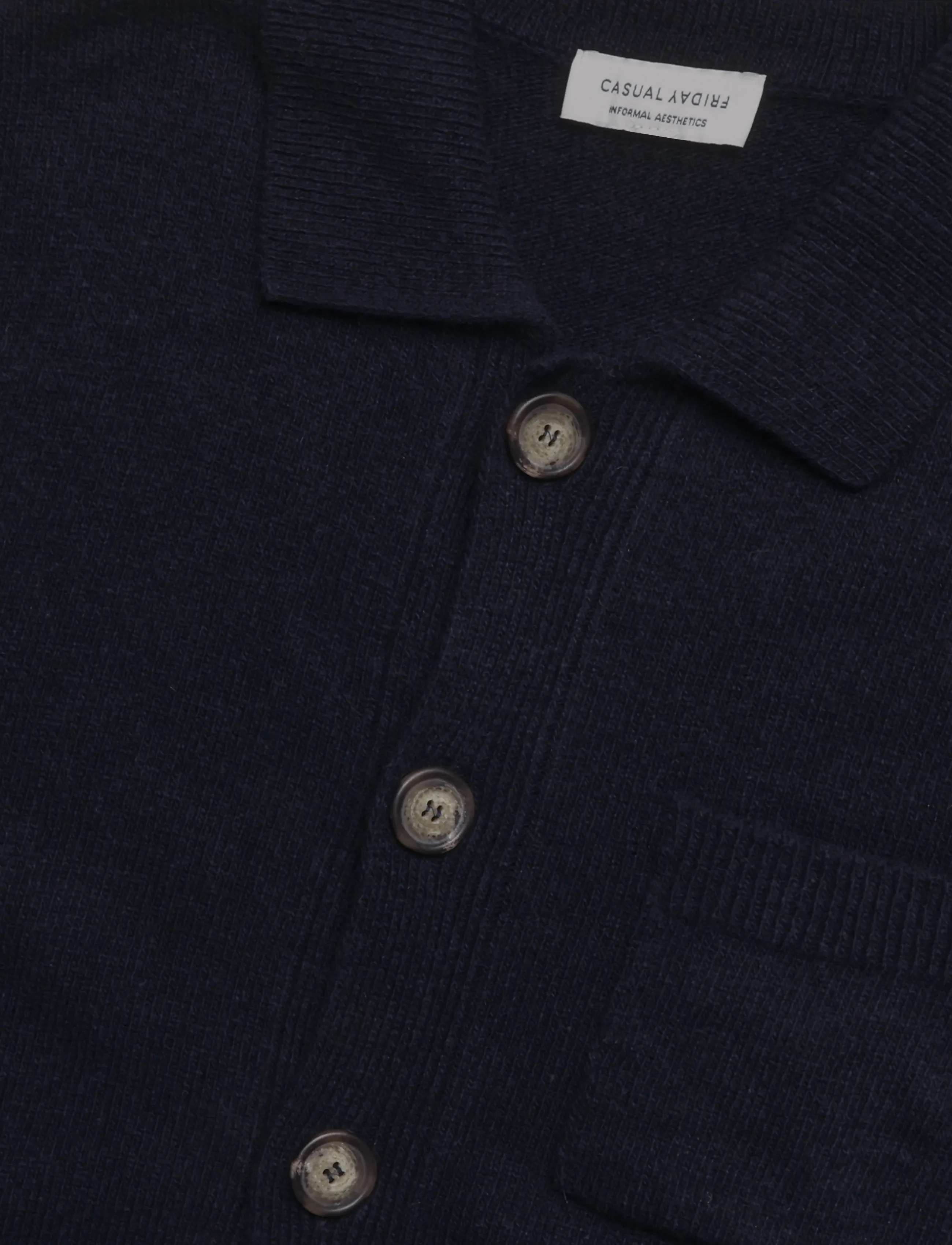Casual Friday - CFRIO LAMBSWOOL POLO CARDIGAN - strickjacken - dark navy melange - 2
