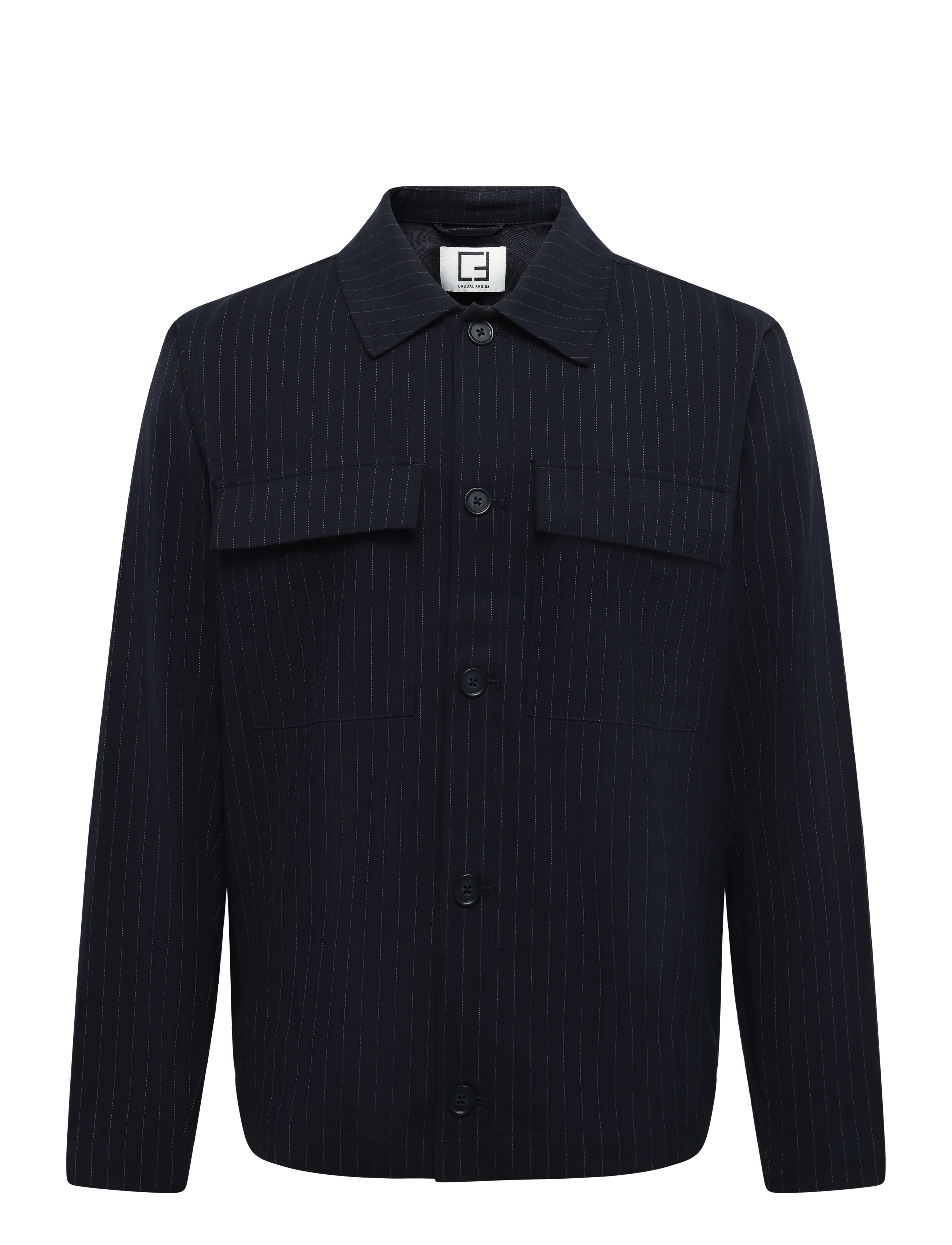 Casual Friday CFGAEL 0311 PINSTRIPED SHACKET - Riided - DARK NAVY / navy