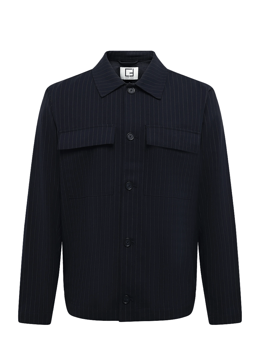Casual Friday - CFGAEL 0311 PINSTRIPED SHACKET - sügisjoped - dark navy - 0