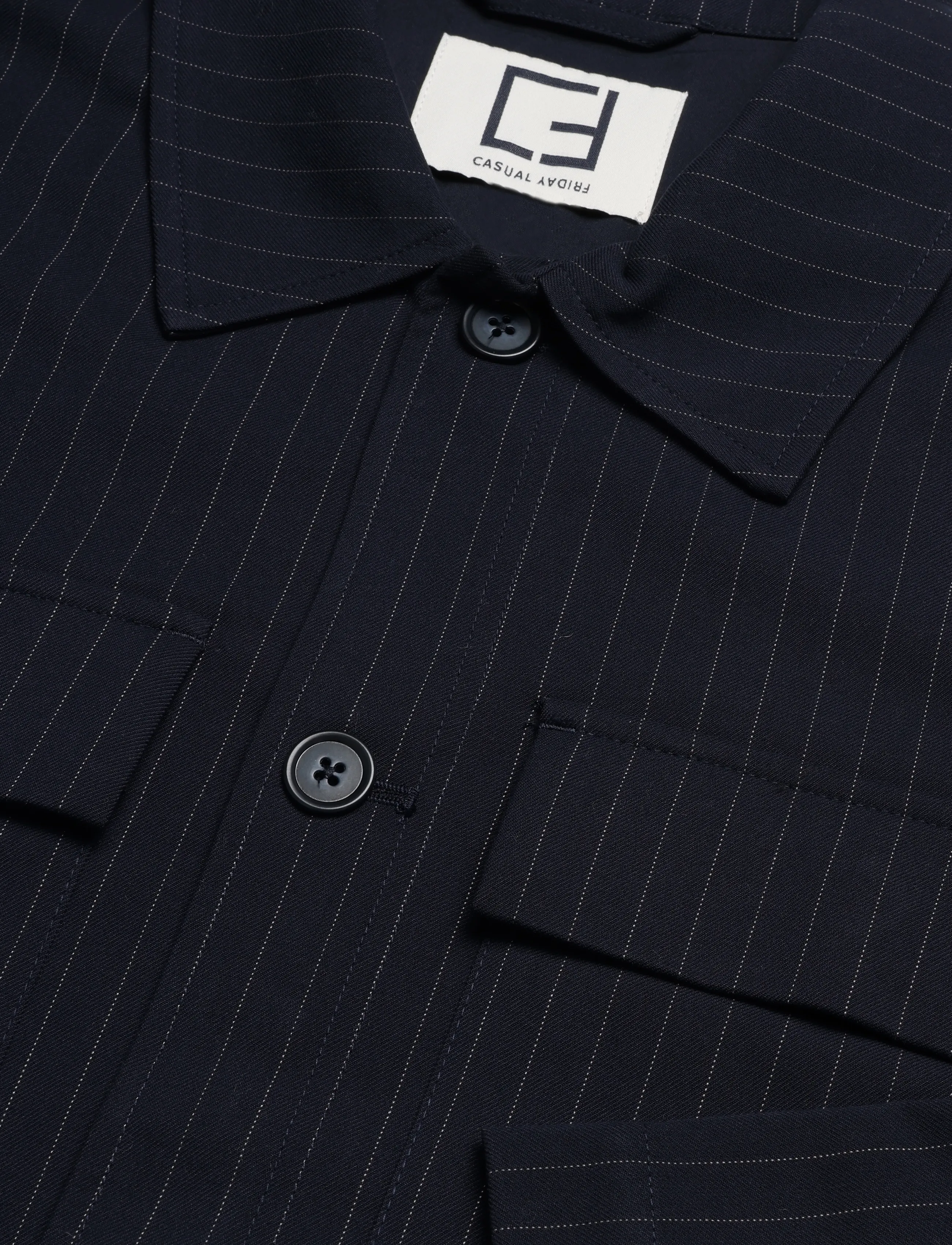 Casual Friday - CFGAEL 0311 PINSTRIPED SHACKET - sügisjoped - dark navy - 2
