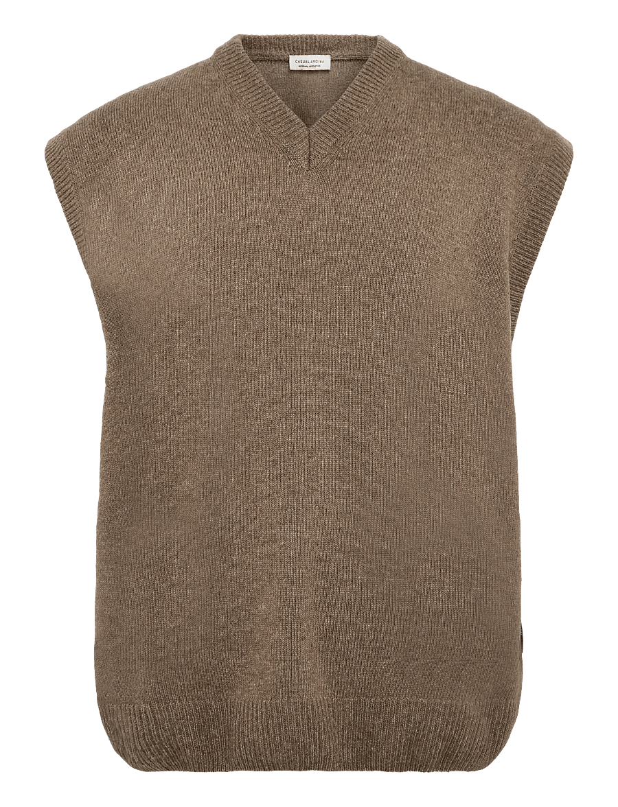 Casual Friday - CFTOMAS LAMBSWOOL KNIT VEST - kootud vestid - chocolate chip melange - 0