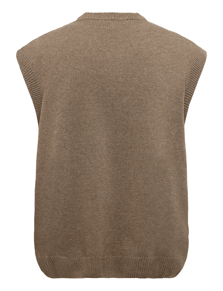 Casual Friday - CFTOMAS LAMBSWOOL KNIT VEST - kootud vestid - chocolate chip melange - 1
