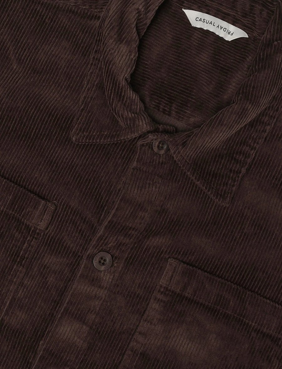 Casual Friday - CFARV 0328 CORDUROY OVERSHIRT - velvetsärgid - seal brown - 2