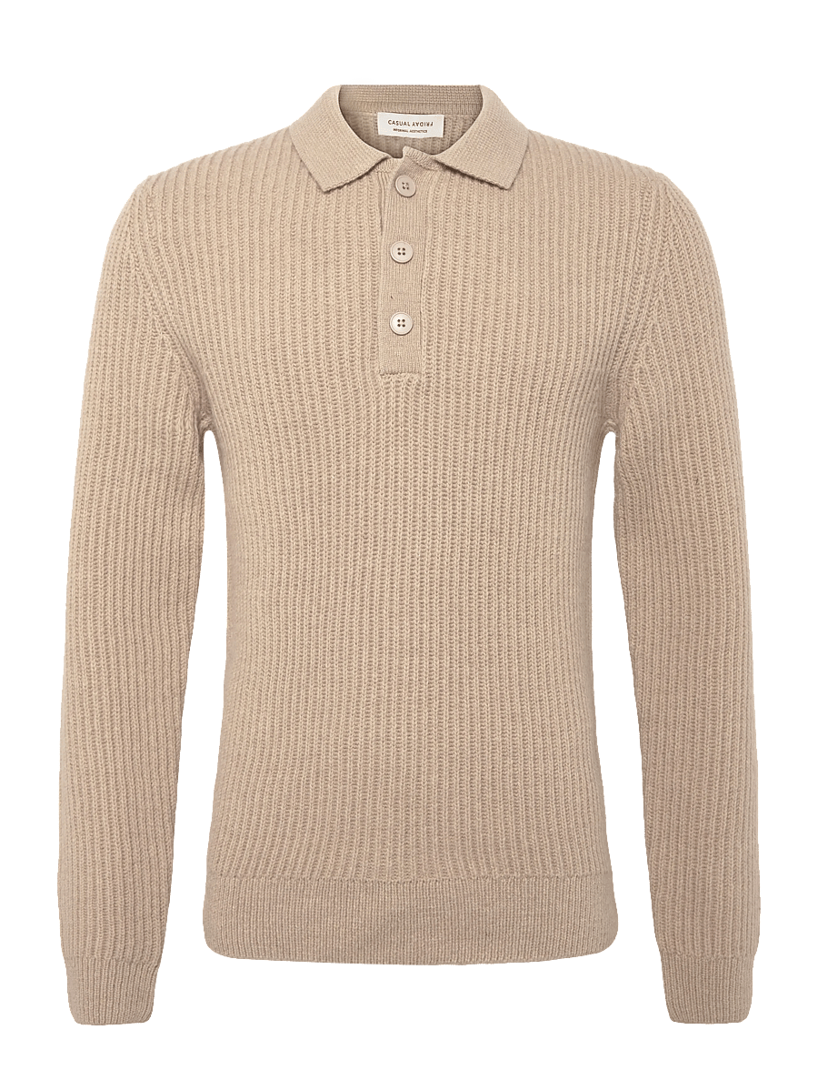 Casual Friday - CFALBRET 0335 POLO KNIT - langärmelige strick-polohemden - pure cashmere - 0