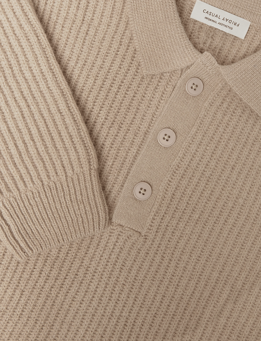 Casual Friday - CFALBRET 0335 POLO KNIT - langärmelige strick-polohemden - pure cashmere - 2