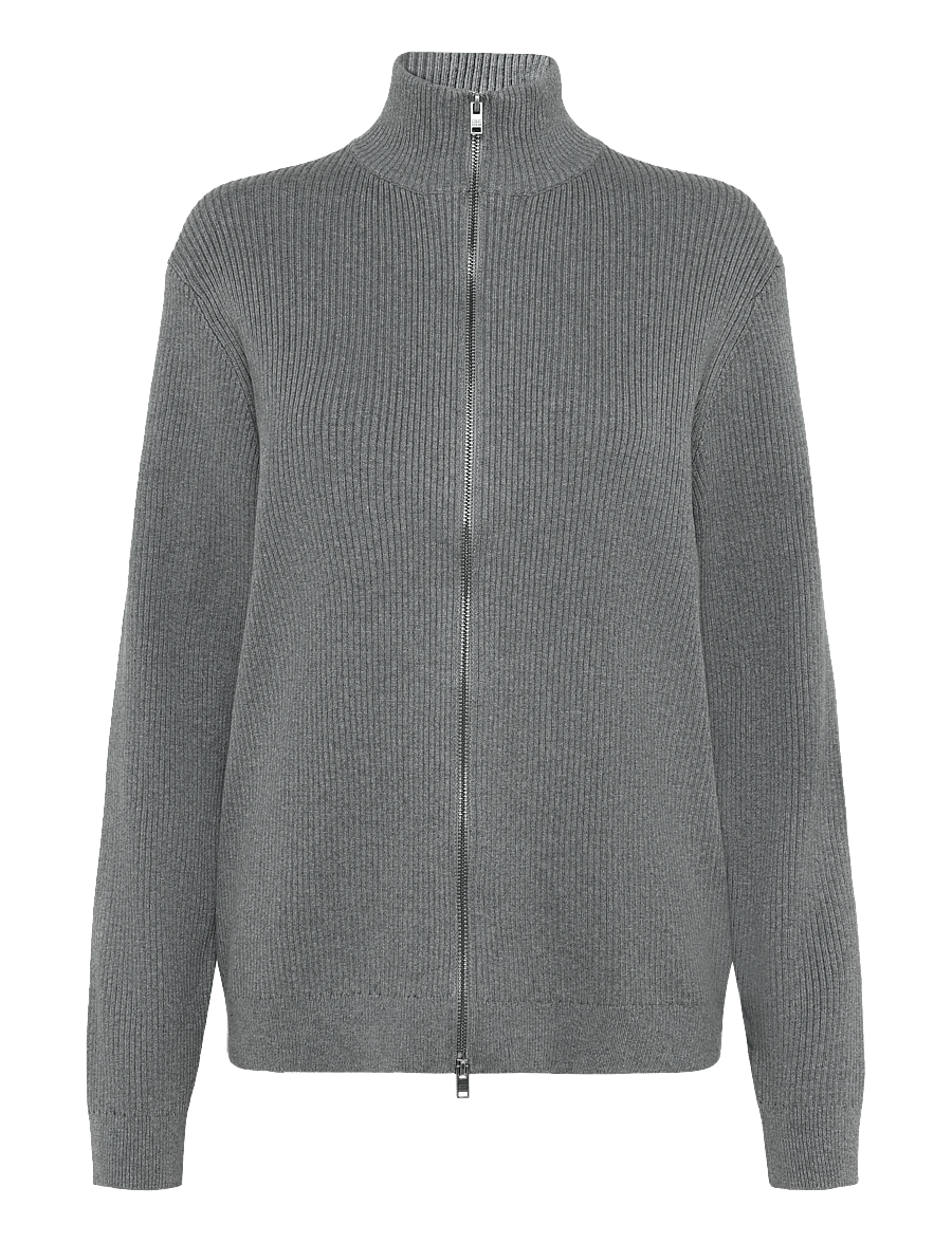 Casual Friday - CFSANCHEZ 0323 HIGH NECK KNIT - full zip tröjor - monument melange - 0