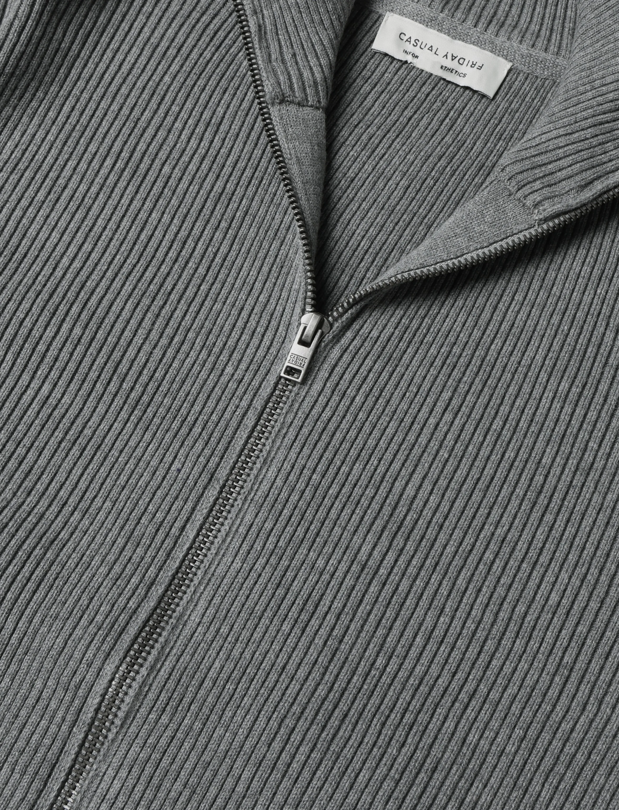 Casual Friday - CFSANCHEZ 0323 HIGH NECK KNIT - full zip tröjor - monument melange - 2
