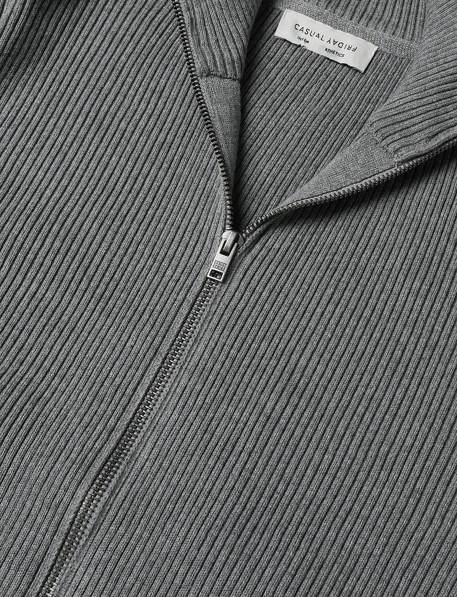 Casual Friday - CFSANCHEZ 0323 HIGH NECK KNIT - full zip tröjor - monument melange - 2