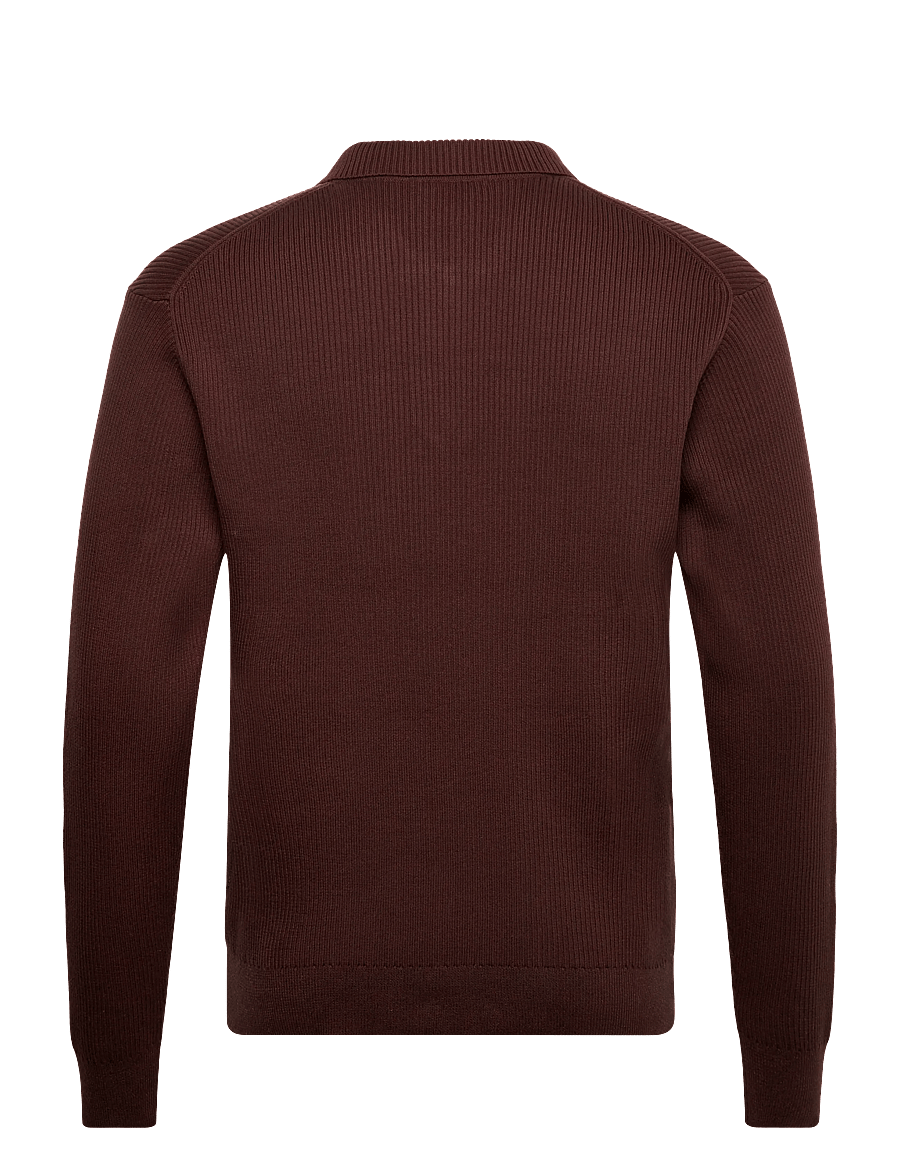 Casual Friday - CFSANTIAGO 0323 POLO KNIT - langärmelige strick-polohemden - seal brown - 1