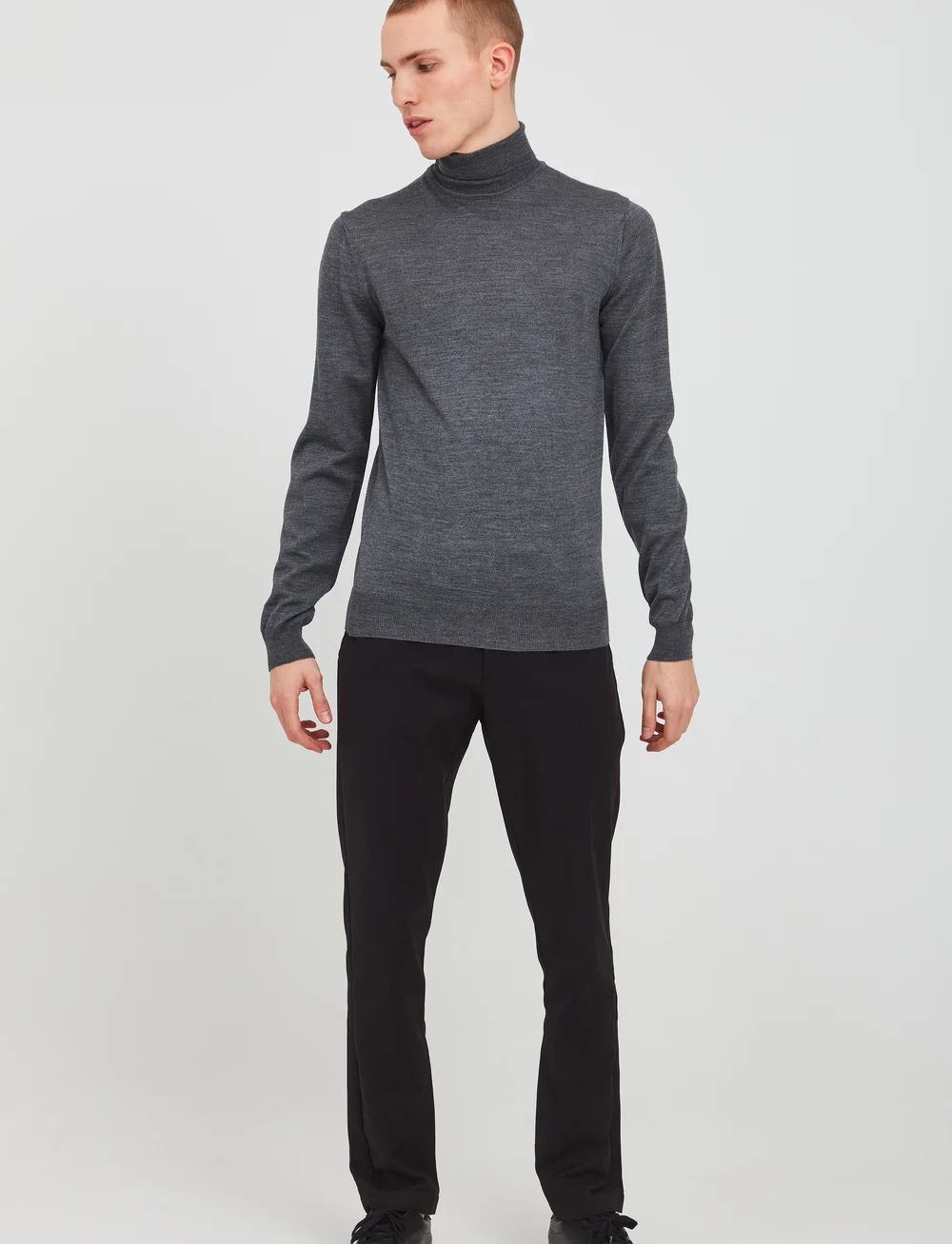 Casual Friday - CFKONRAD Merino Roll Neck Knit - polokrage - pewter mix - 0