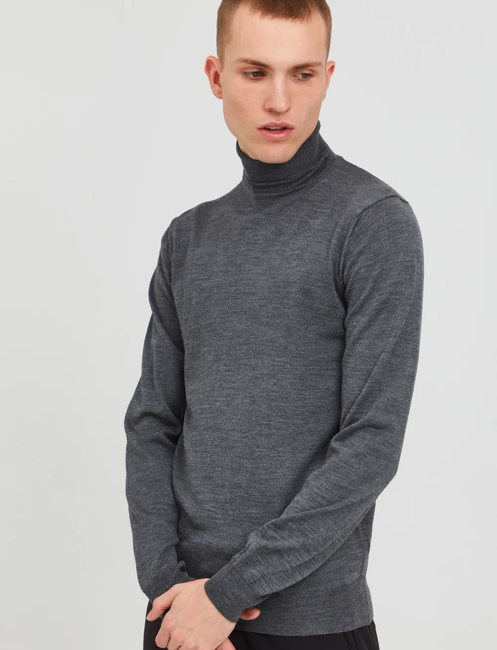 Casual Friday - CFKONRAD Merino Roll Neck Knit - polokrage - pewter mix - 3