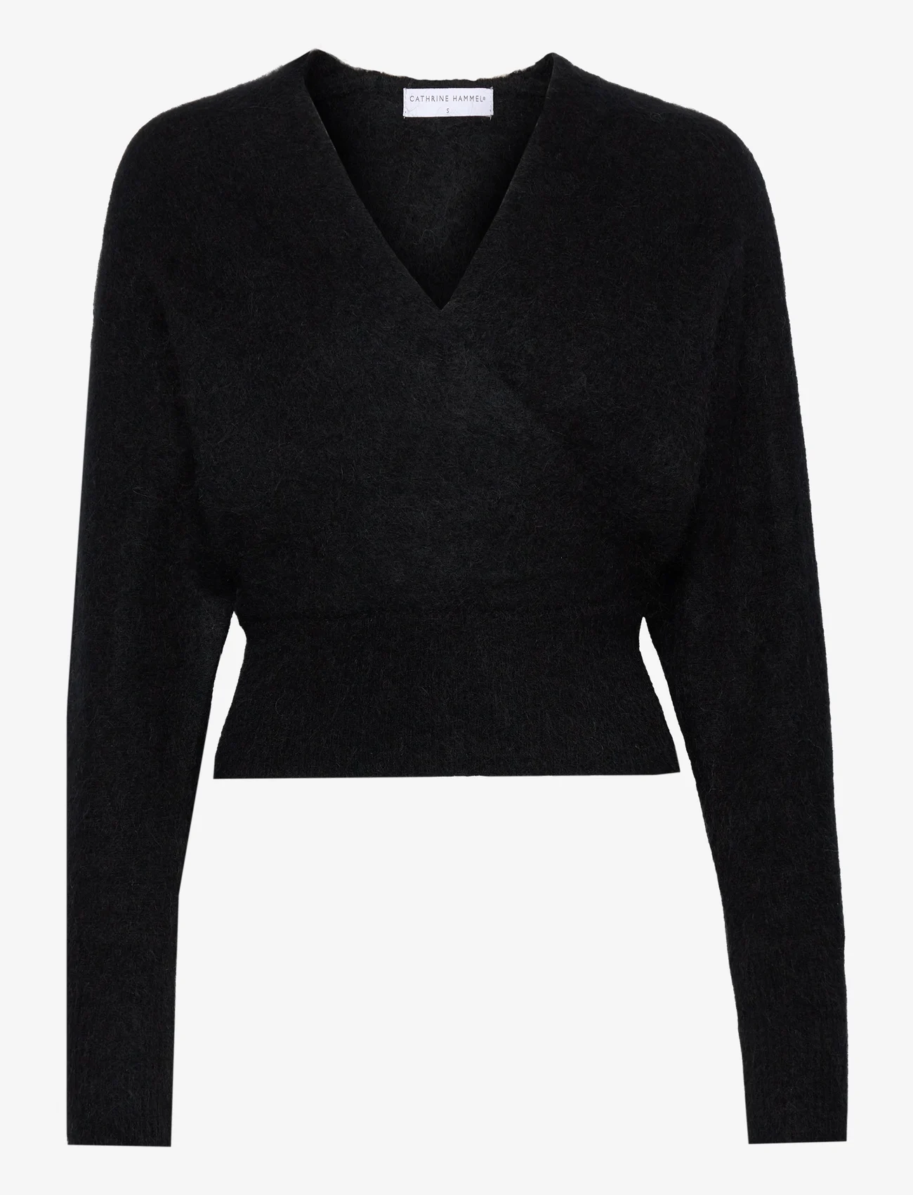 Cathrine Hammel - Mohair cross-over sweater - džemperiai - black - 0
