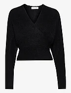 Mohair cross-over sweater - BLACK