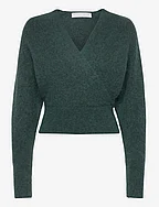 Mohair cross-over sweater - SEAWEED
