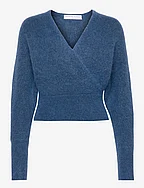 Mohair cross-over sweater - SKY BLUE