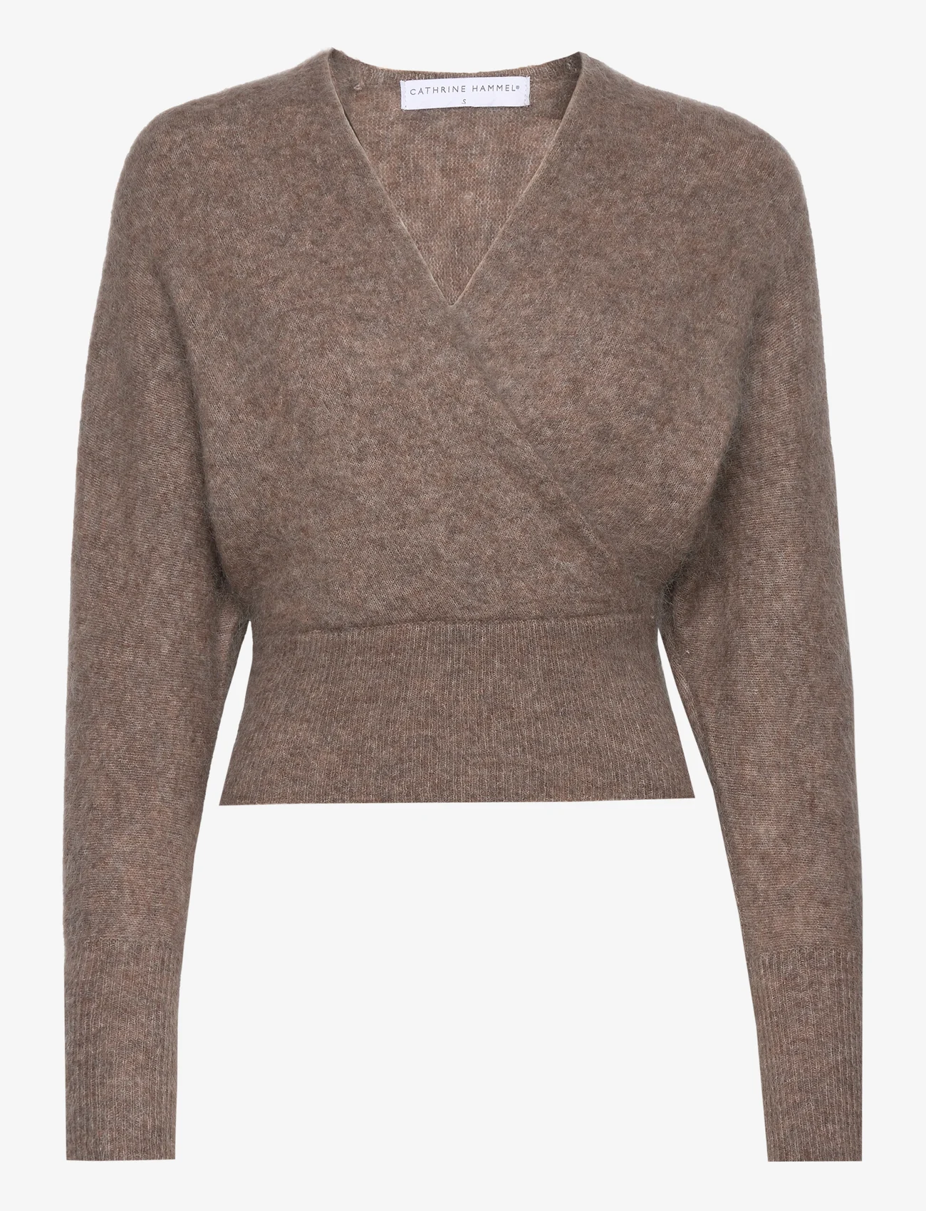 Cathrine Hammel - Mohair cross-over sweater - striktrøjer - taupe - 0