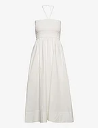 Poplin smocked dress - WHITE