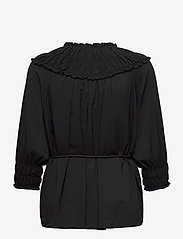 Cathrine Hammel - Gathered neckline top - long-sleeved blouses - black - 1