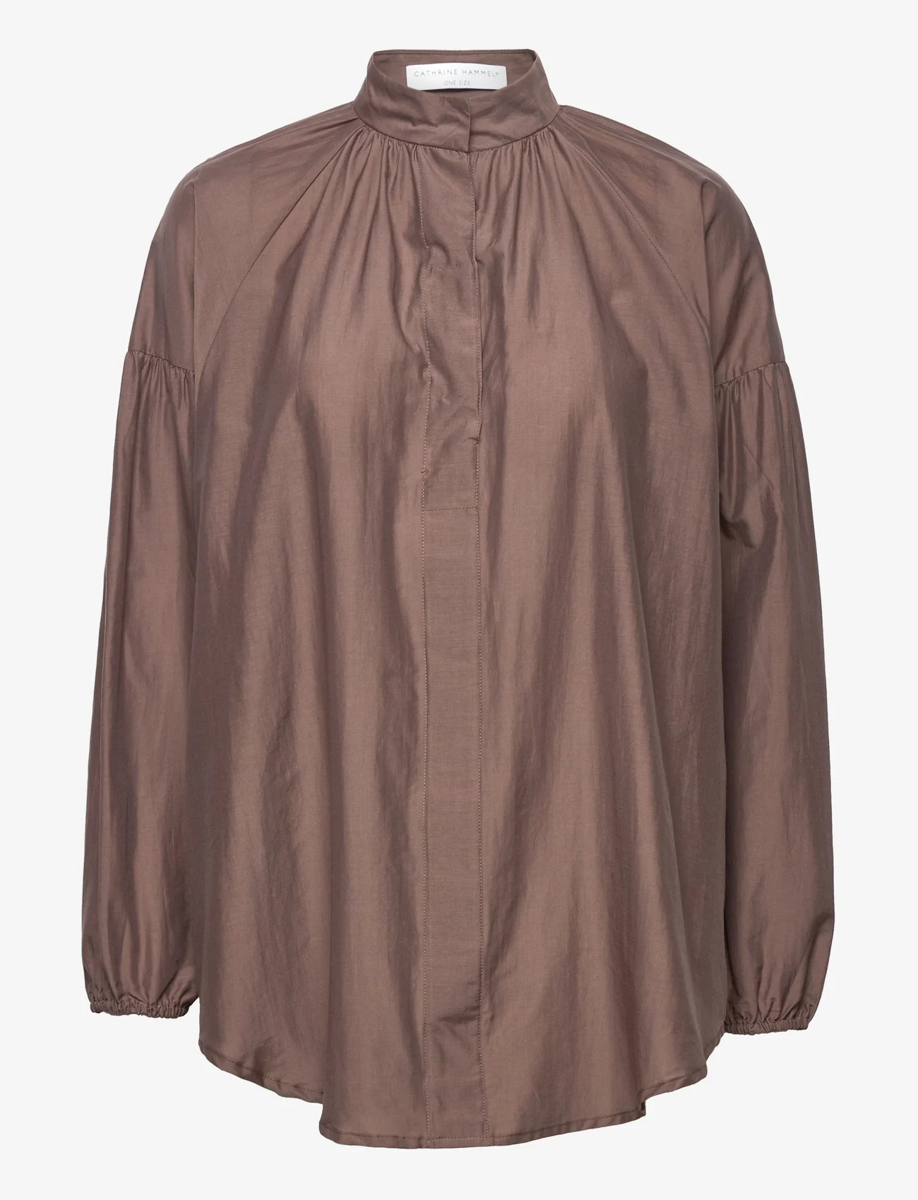 Cathrine Hammel - Cotton silk poem shirt - palaidinės ilgomis rankovėmis - brown - 0