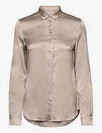 Silk satin a-line blouse - WARM CREAM