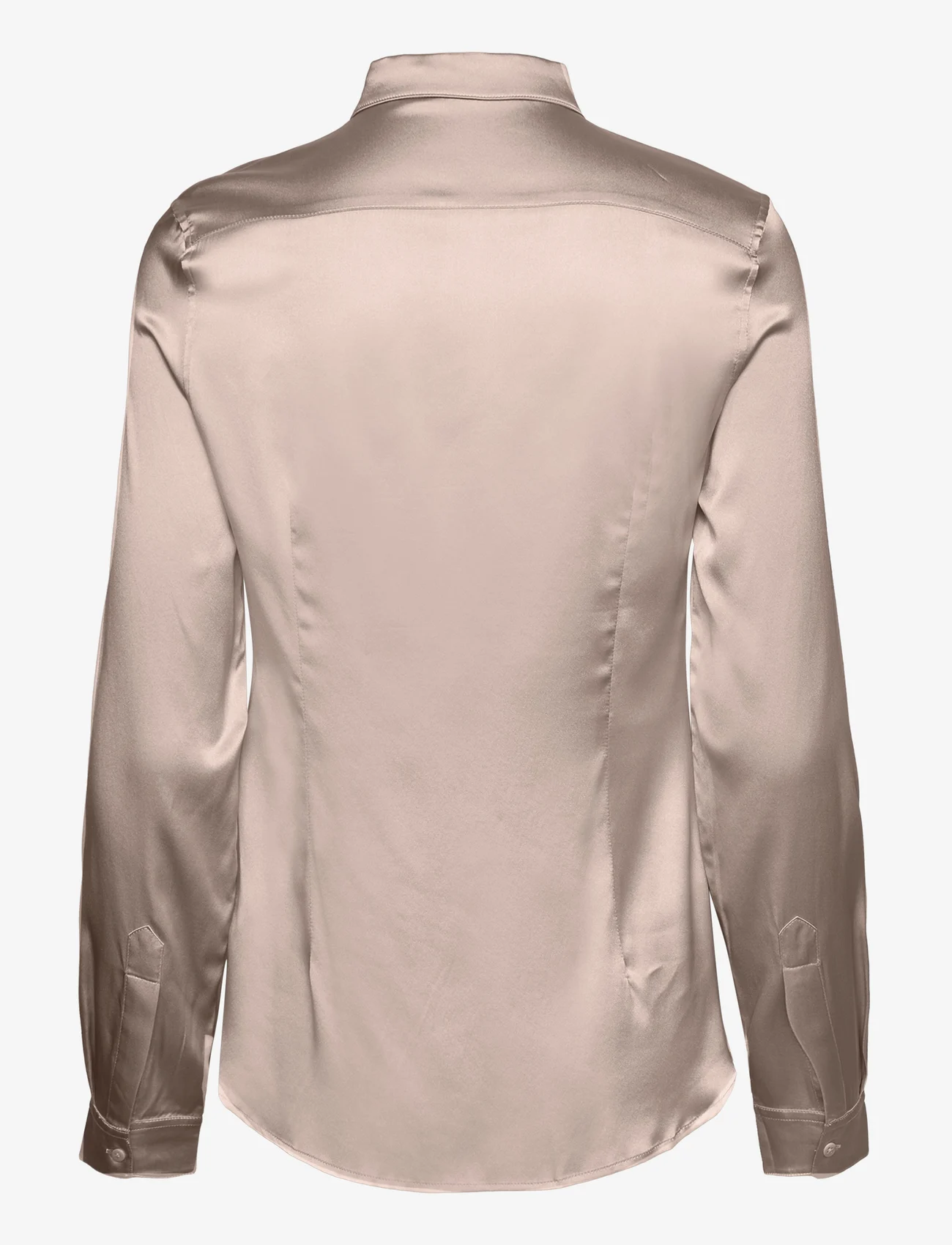 Cathrine Hammel - Silk satin a-line blouse - marškiniai ilgomis rankovėmis - warm cream - 1